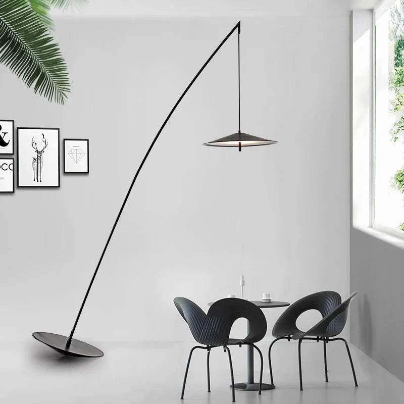 Lampadaire Déporté Minimaliste Noir - Blanc chaud