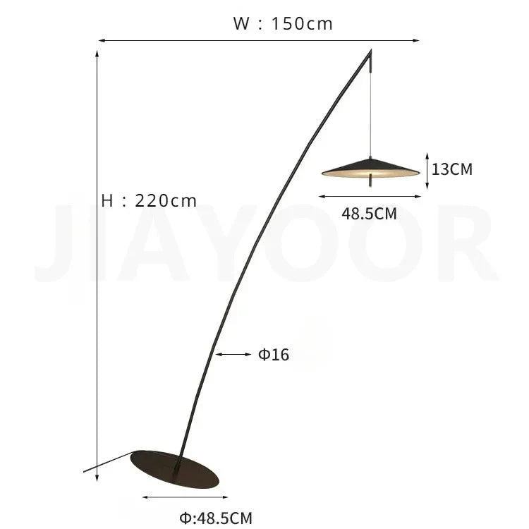 Lampadaire Déporté Minimaliste Noir - Blanc chaud