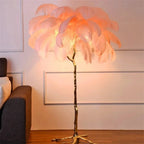 Lampadaire Design Arbre Plumes d'Autruche - Beige