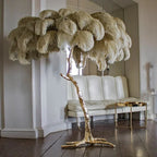Lampadaire Design Arbre Plumes d'Autruche - Beige