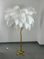 Lampadaire Design Arbre Plumes d'Autruche - Blanc 2