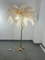 Lampadaire Design Arbre Plumes d'Autruche - Blanc