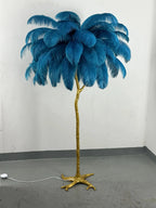 Lampadaire Design Arbre Plumes d'Autruche - Bleu