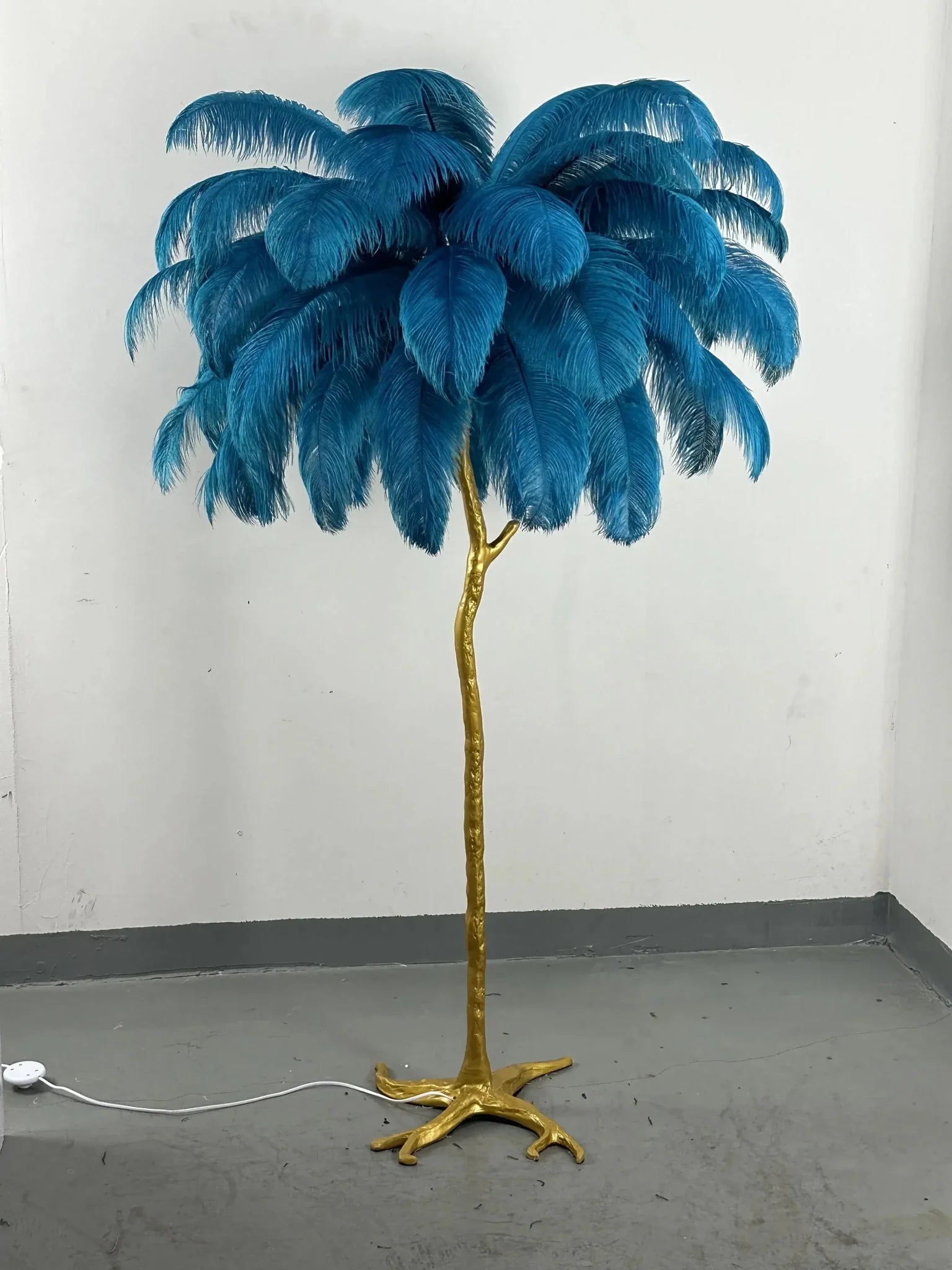 Lampadaire Design Arbre Plumes d'Autruche - Bleu