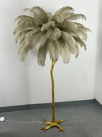 Lampadaire Design Arbre Plumes d'Autruche - Camel
