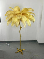 Lampadaire Design Arbre Plumes d'Autruche - Champagne