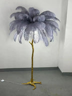 Lampadaire Design Arbre Plumes d'Autruche - Gris