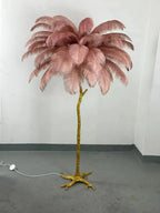 Lampadaire Design Arbre Plumes d'Autruche - Marron