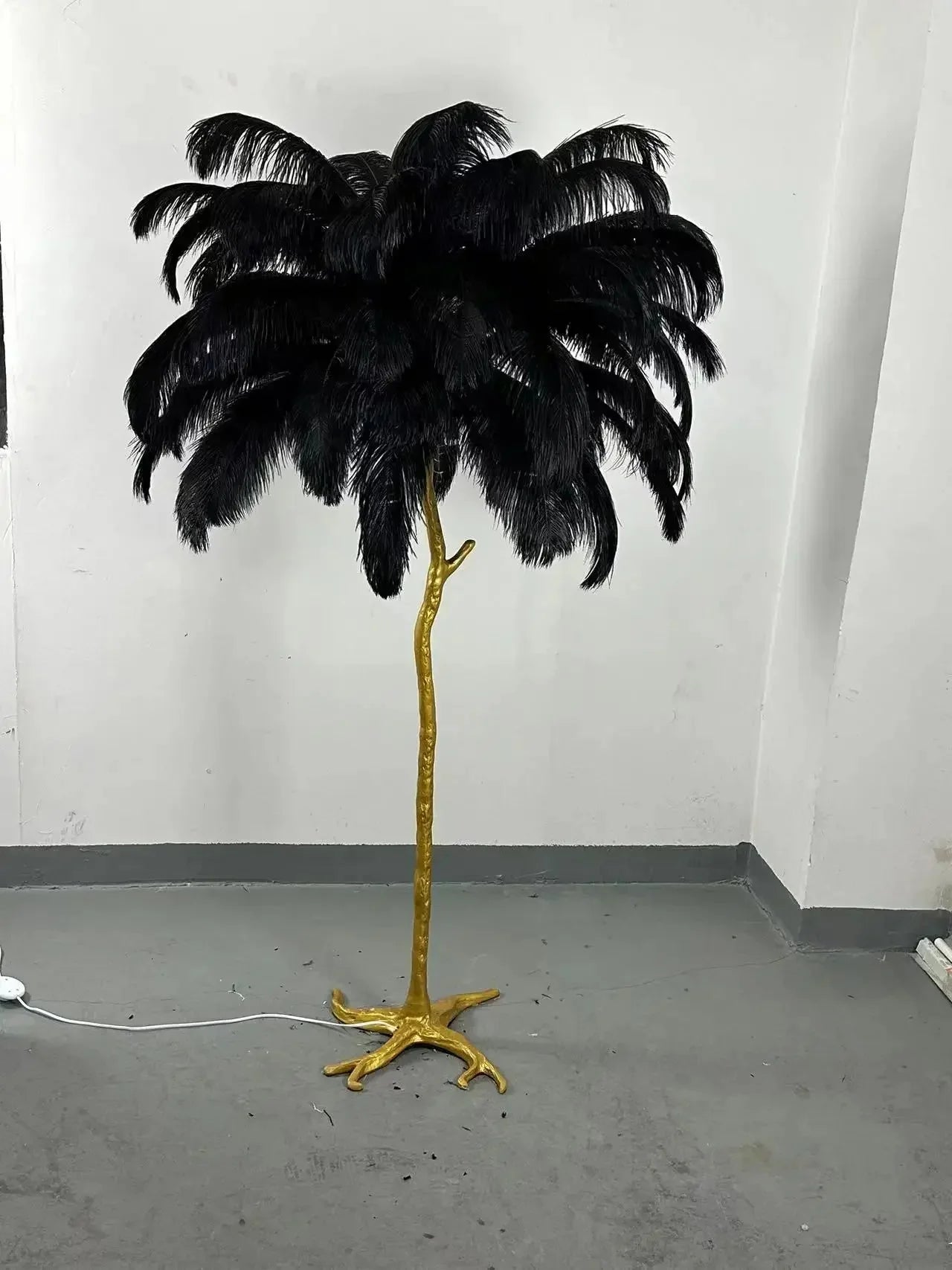 Lampadaire Design Arbre Plumes d'Autruche - Noir