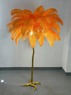 Lampadaire Design Arbre Plumes d'Autruche - Orange