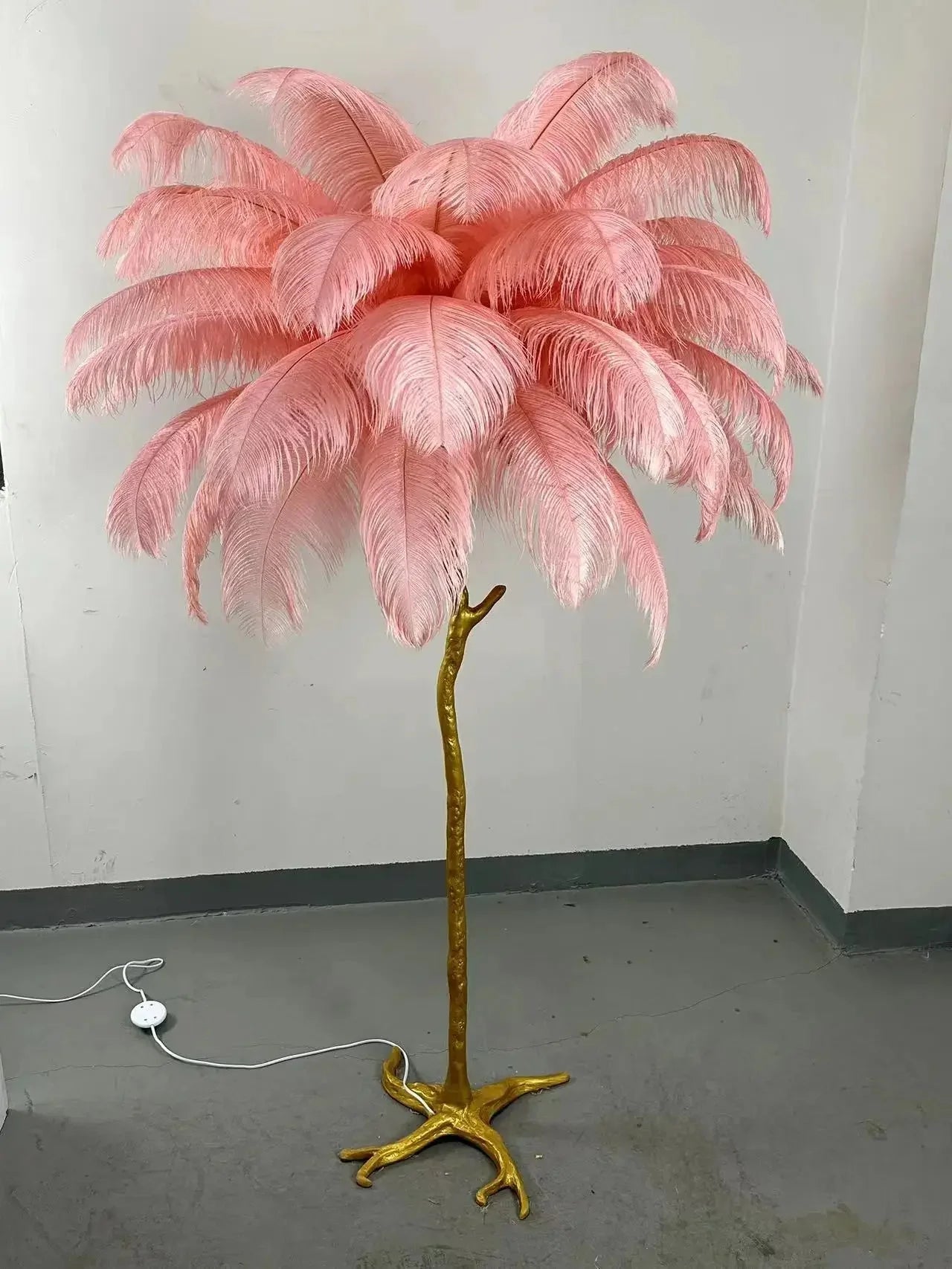 Lampadaire Design Arbre Plumes d'Autruche - Rose