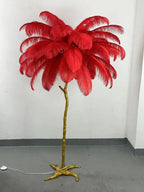 Lampadaire Design Arbre Plumes d'Autruche - Rouge 2