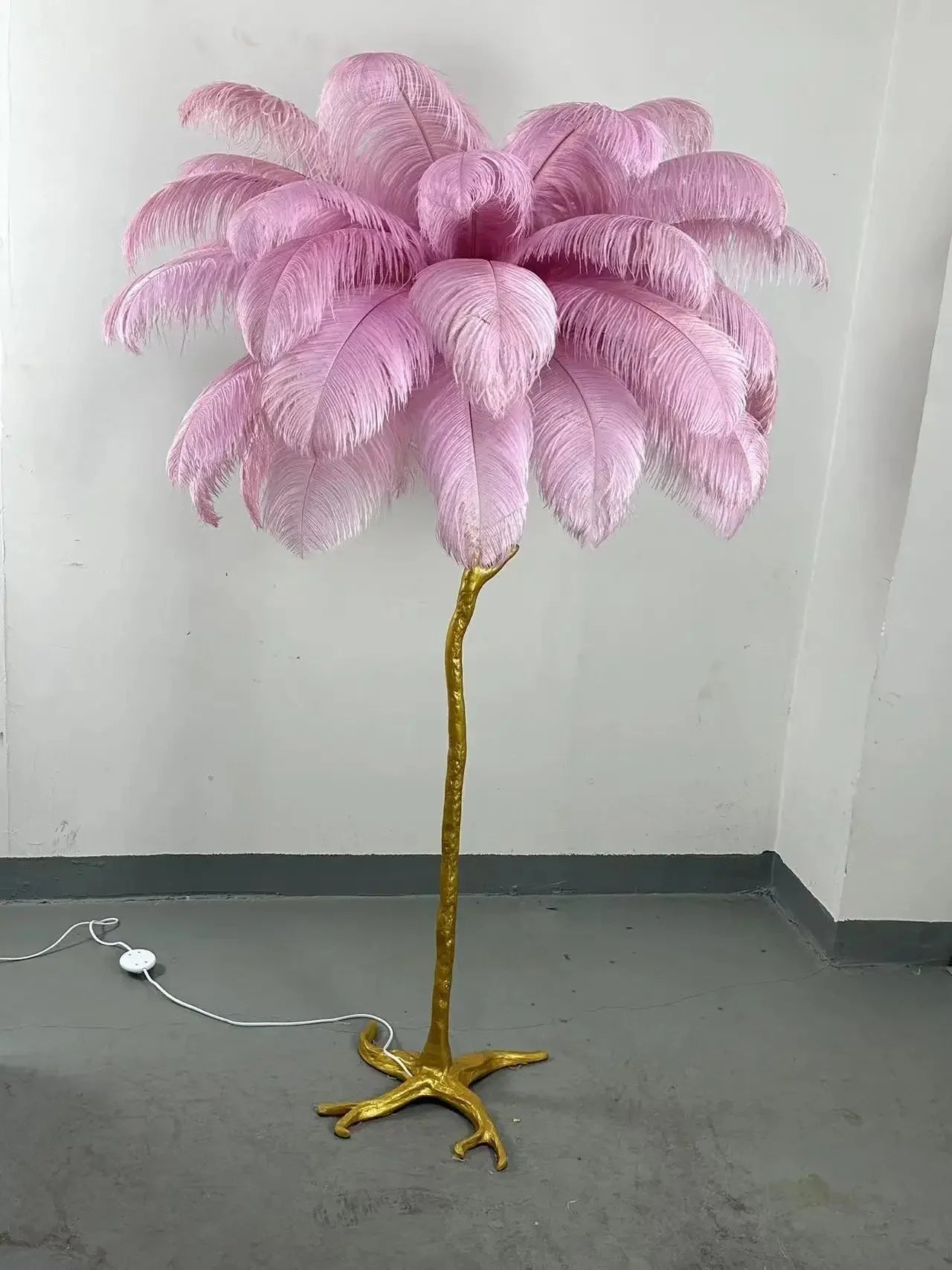 Lampadaire Design Arbre Plumes d'Autruche - Rouge