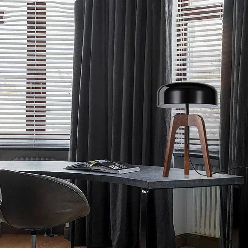 Lampadaire Design Bois Massif et Abat - jour Champignon - B