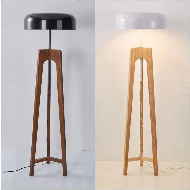 Lampadaire Design Bois Massif et Abat - jour Champignon - B