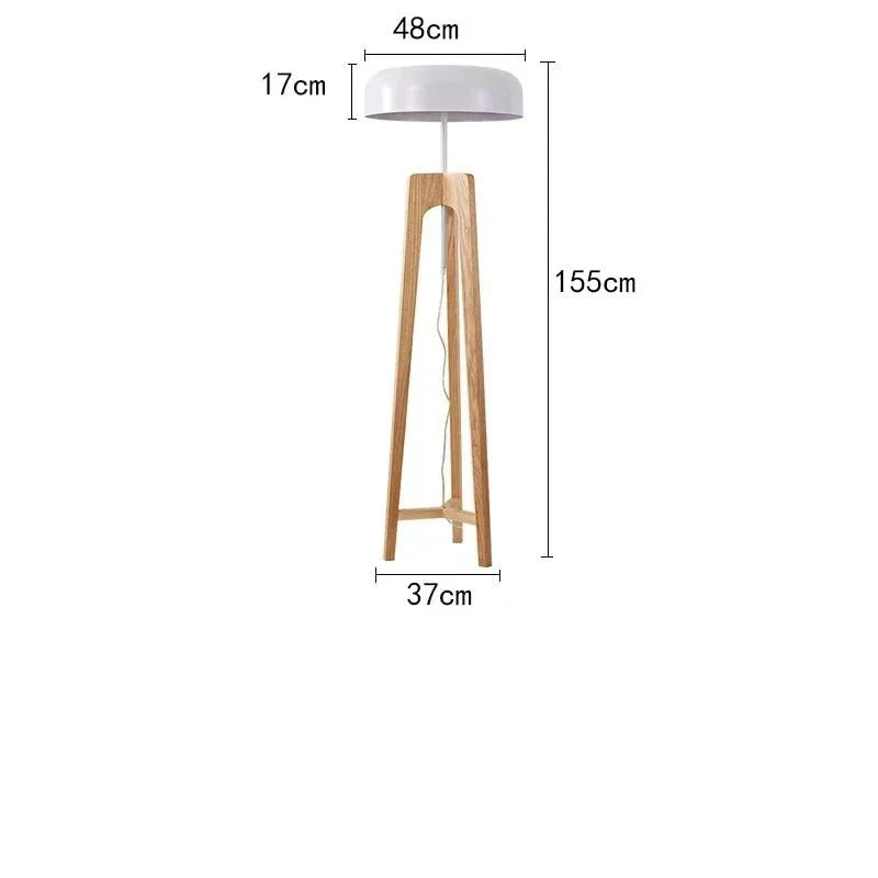 Lampadaire Design Bois Massif et Abat - jour Champignon - C