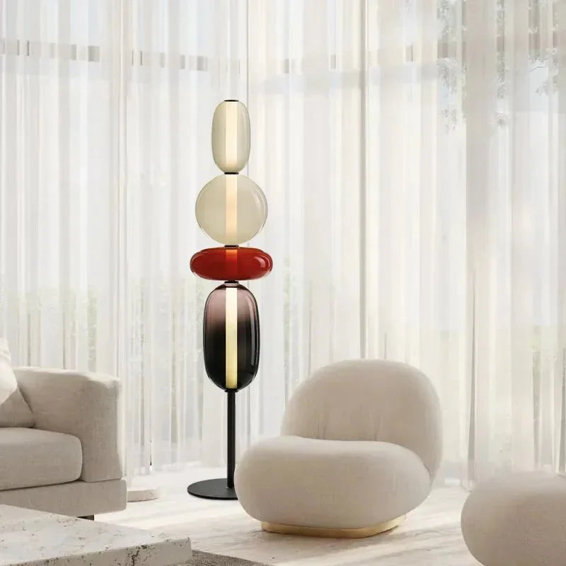 Lampadaire Design Italien en Verre Coloré Style Totem - Lampadaire 4 têtes A