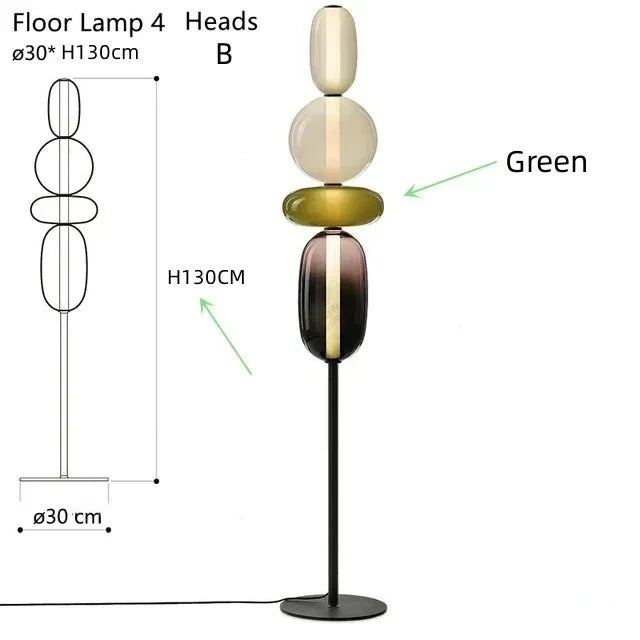 Lampadaire Design Italien en Verre Coloré Style Totem - Lampadaire 4 têtes B