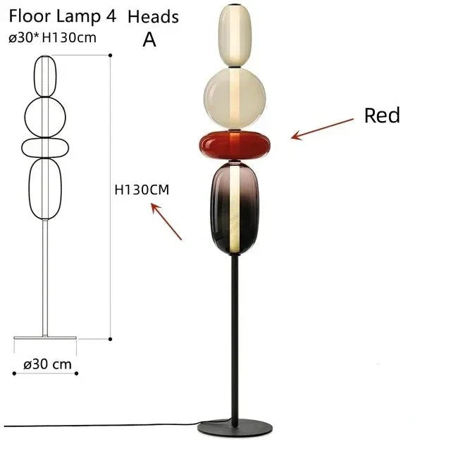 Lampadaire Design Italien en Verre Coloré Style Totem - Lampadaire 4 têtes C