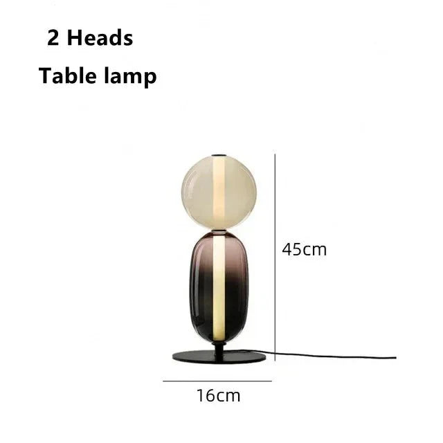 Lampadaire Design Italien en Verre Coloré Style Totem - Lampe de table 2 têtes