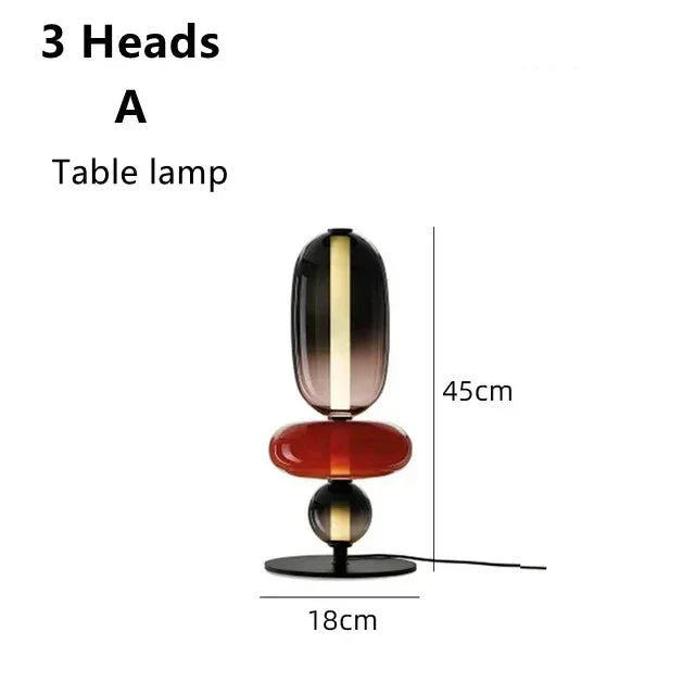 Lampadaire Design Italien en Verre Coloré Style Totem - Lampe de table 3 têtes A