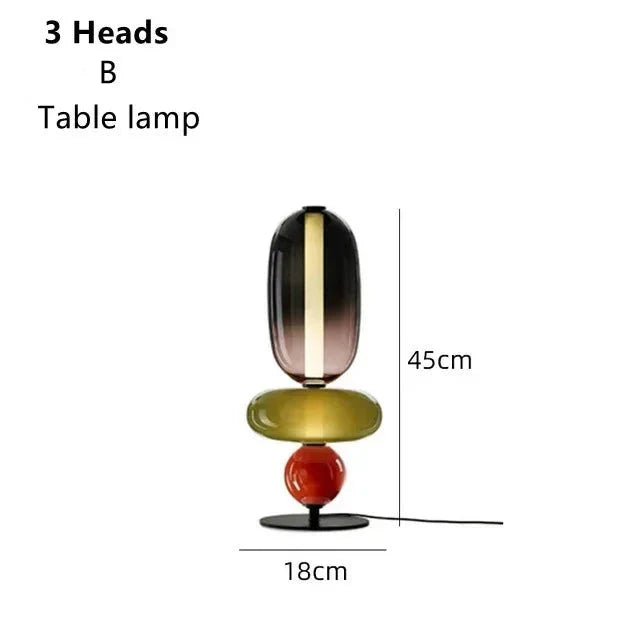 Lampadaire Design Italien en Verre Coloré Style Totem - Lampe de table 3 têtes B