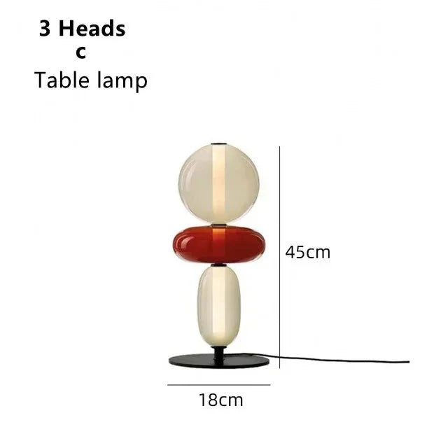 Lampadaire Design Italien en Verre Coloré Style Totem - Lampe de table 3 têtes C