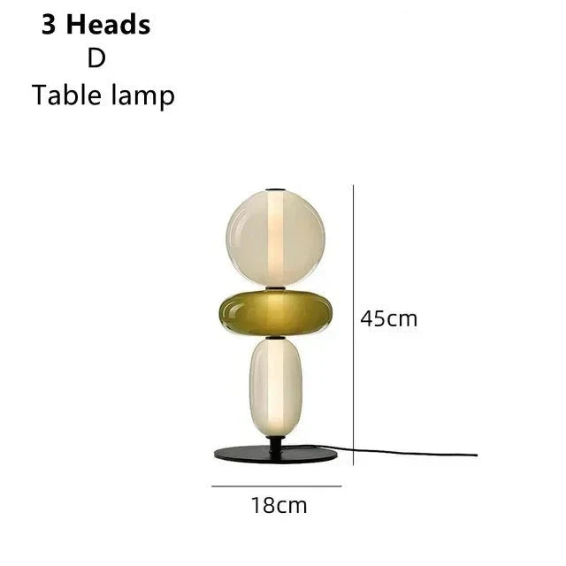 Lampadaire Design Italien en Verre Coloré Style Totem - Lampe de table 3 têtes D