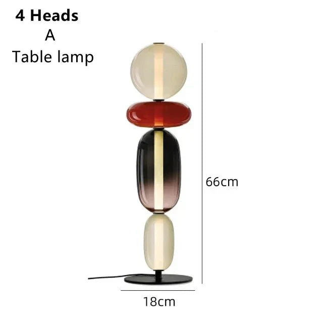 Lampadaire Design Italien en Verre Coloré Style Totem - Lampe de table 4 têtes A