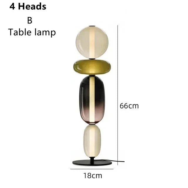 Lampadaire Design Italien en Verre Coloré Style Totem - Lampe de table 4 têtes B