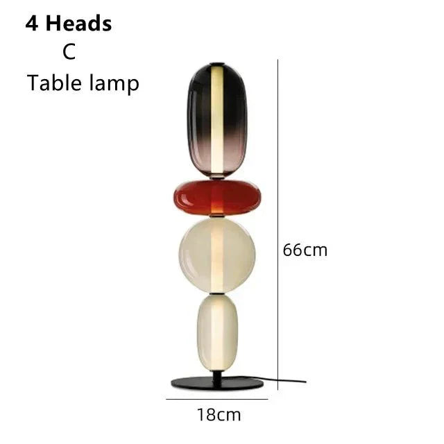 Lampadaire Design Italien en Verre Coloré Style Totem - Lampe de table 4 têtes C
