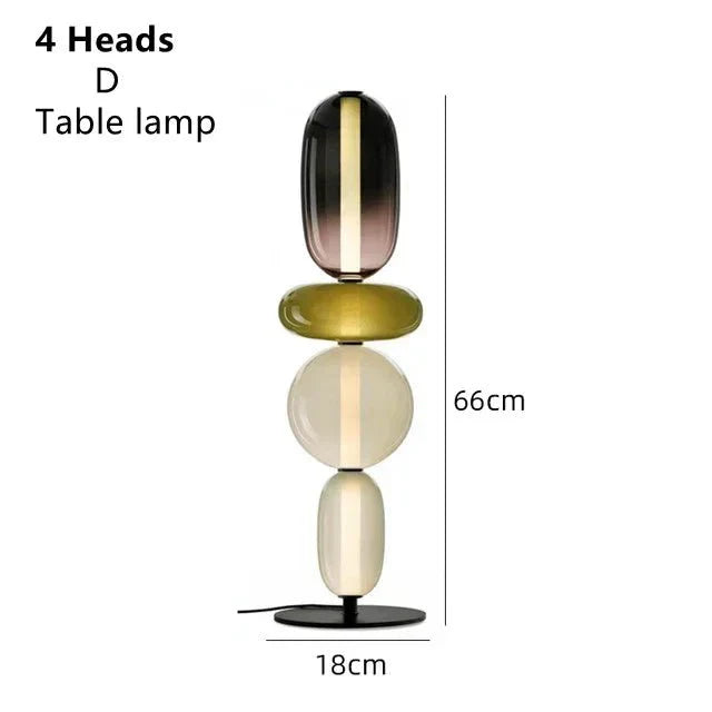Lampadaire Design Italien en Verre Coloré Style Totem - Lampe de table 4 têtes D