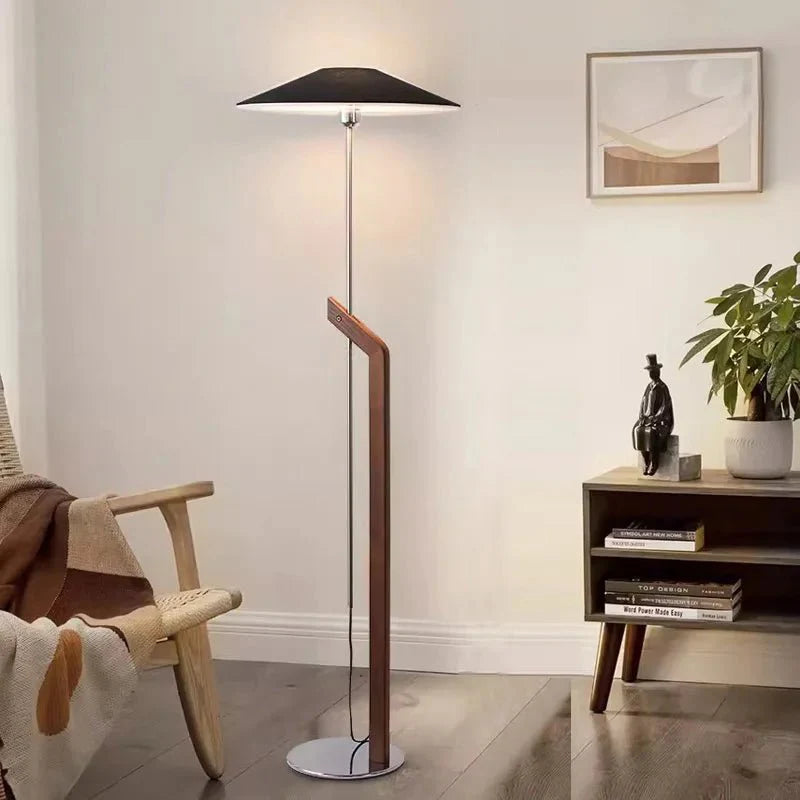 Lampadaire Design Minimaliste Bois et Métal Style Wabi - Sabi - A