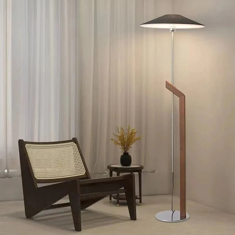 Lampadaire Design Minimaliste Bois et Métal Style Wabi - Sabi - C