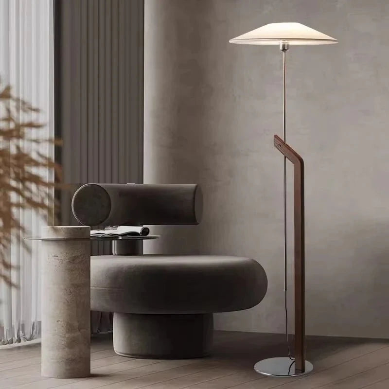 Lampadaire Design Minimaliste Bois et Métal Style Wabi - Sabi - C