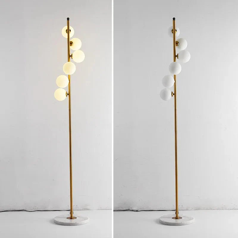 Lampadaire Design Noir avec Globes en Verre -