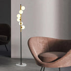 Lampadaire Design Noir avec Globes en Verre -