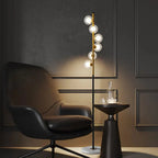 Lampadaire Design Noir avec Globes en Verre -