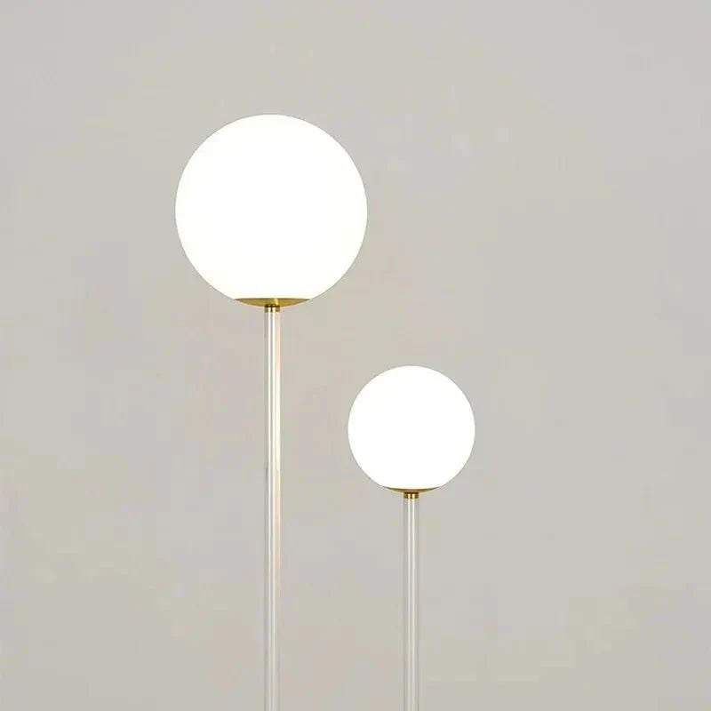Lampadaire Double Globe en Verre Opaque 160 cm - Rouge