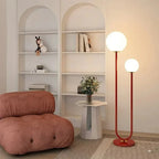 Lampadaire Double Globe en Verre Opaque 160 cm - Rouge