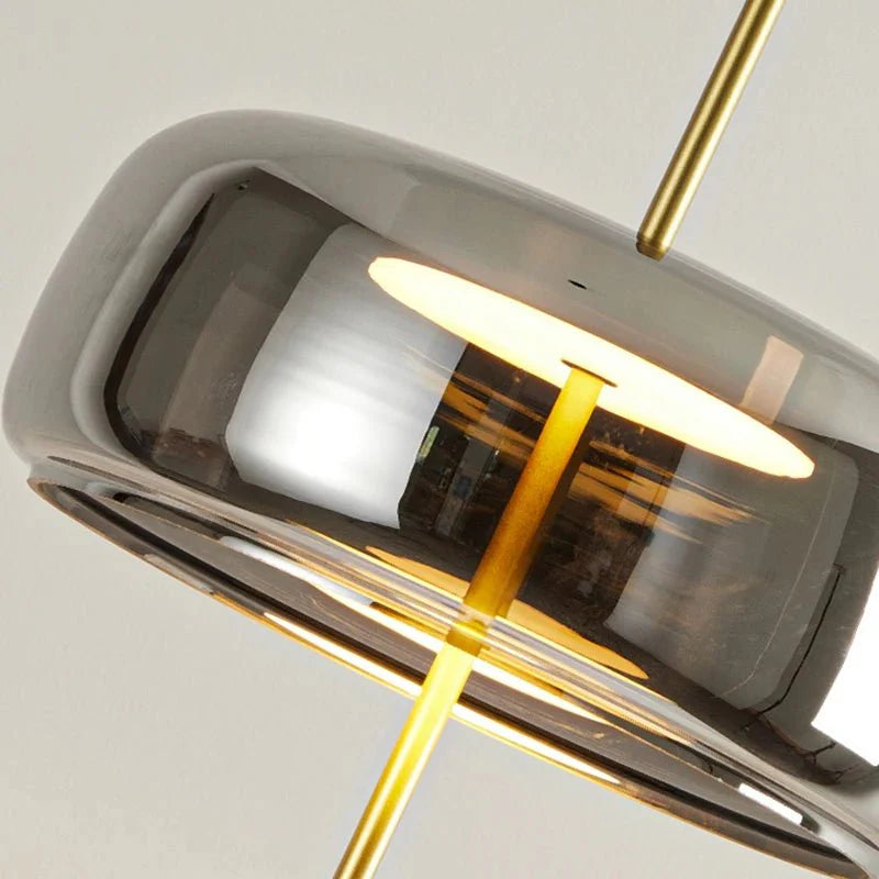 Lampadaire Droit Élégant en Métal Laiton et Verre Fumé - Blanc froid