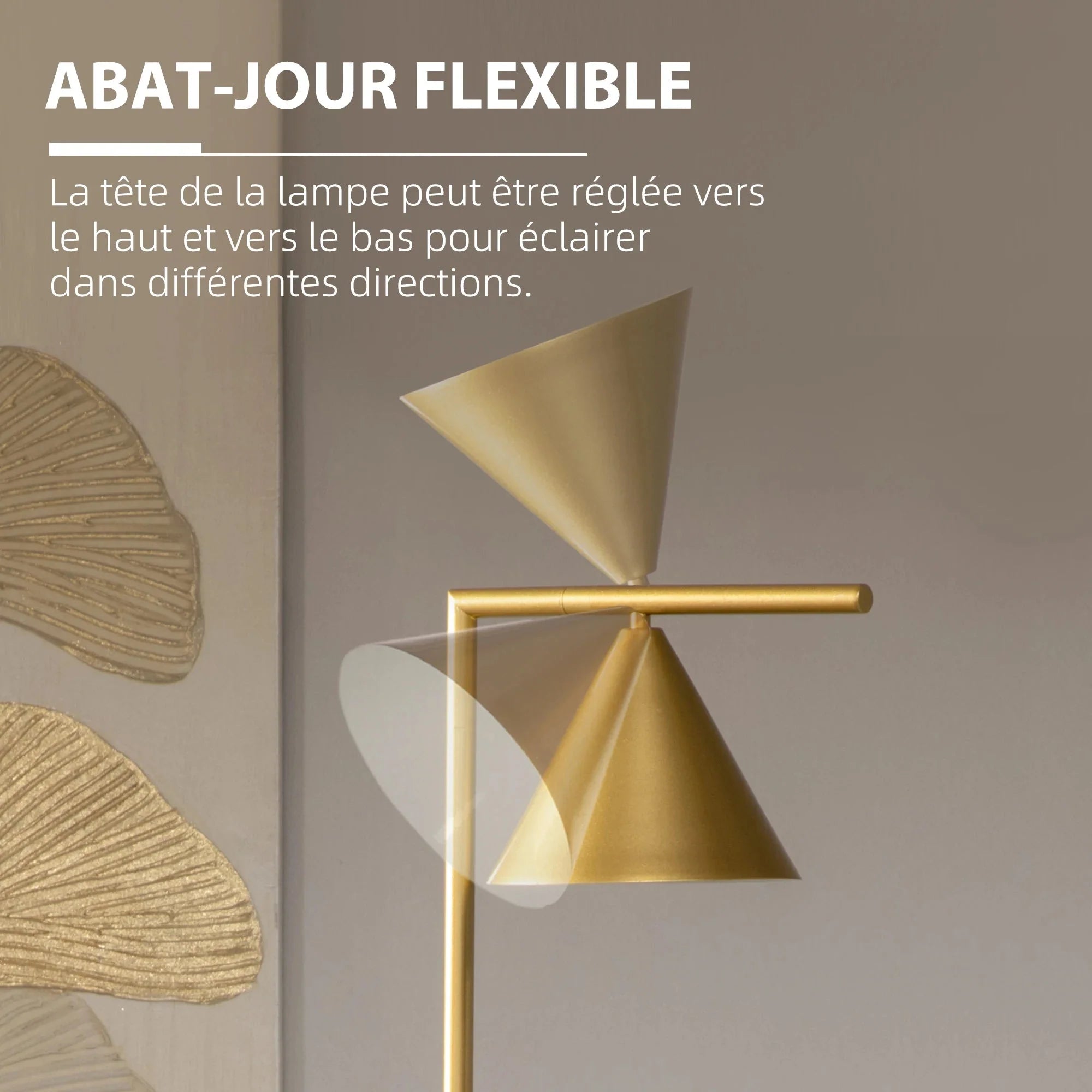Lampadaire Liseuse Doré sur Pied en Métal -