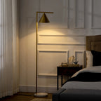 Lampadaire Liseuse Doré sur Pied en Métal -