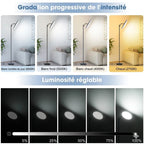 Lampadaire Liseuse LED Noir à Intensité Variable -
