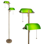 Lampadaire Liseuse Style Banquier Vert et Laiton -