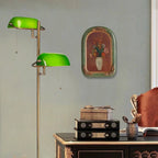 Lampadaire Liseuse Style Banquier Vert et Laiton -