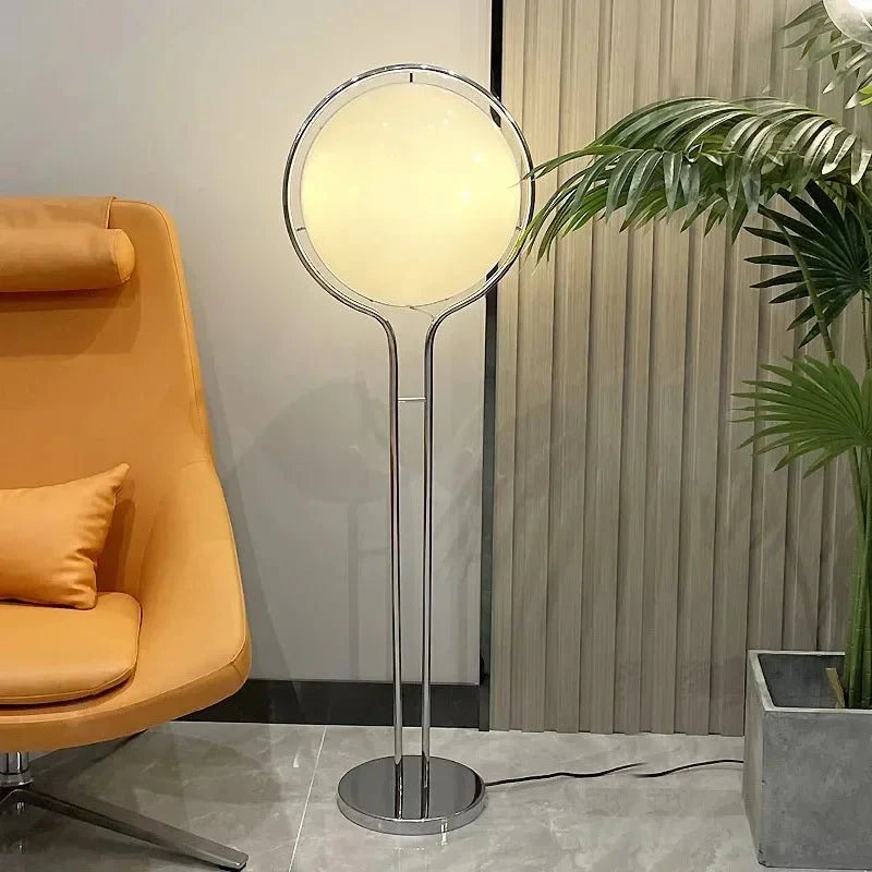 Lampadaire Métal Minimaliste avec Globe en Verre - A