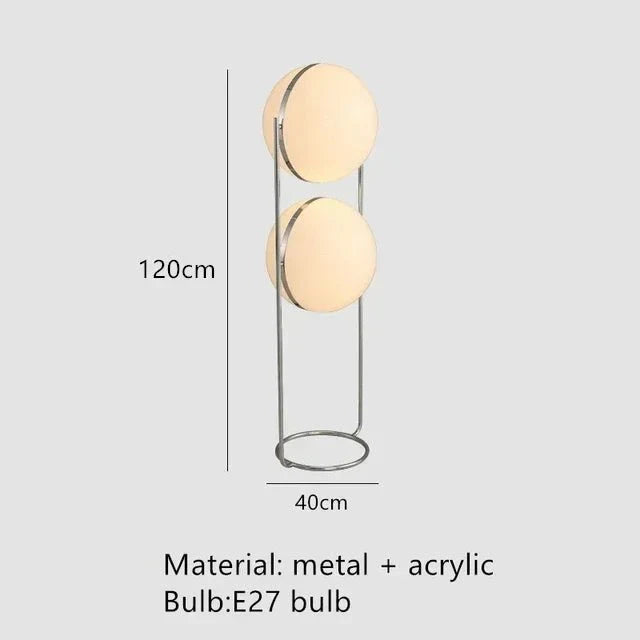 Lampadaire Métal Minimaliste avec Globe en Verre - C