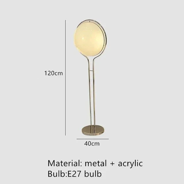 Lampadaire Métal Minimaliste avec Globe en Verre - E