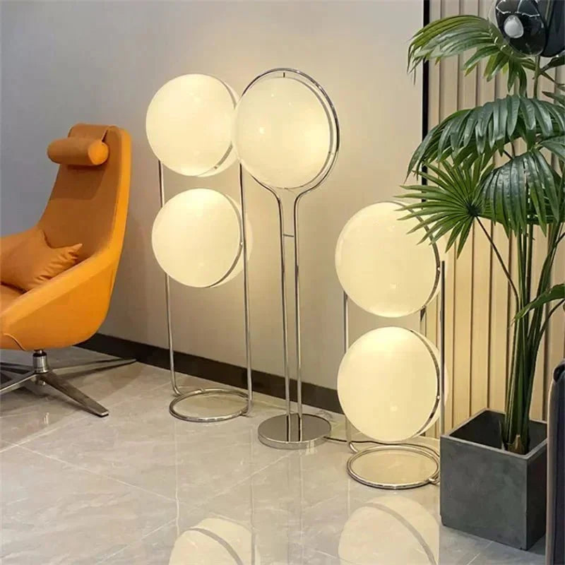 Lampadaire Métal Minimaliste avec Globe en Verre - F